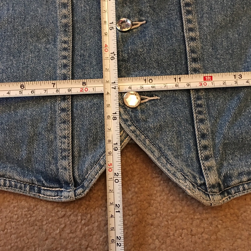 Vintage Liz wear rhinestone denim jean vest M - Picture 11 of 12
